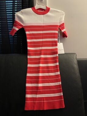 Amanda Uprichard Sweater Dress in Cherry Size Small White Red Pink Bodycon NWT